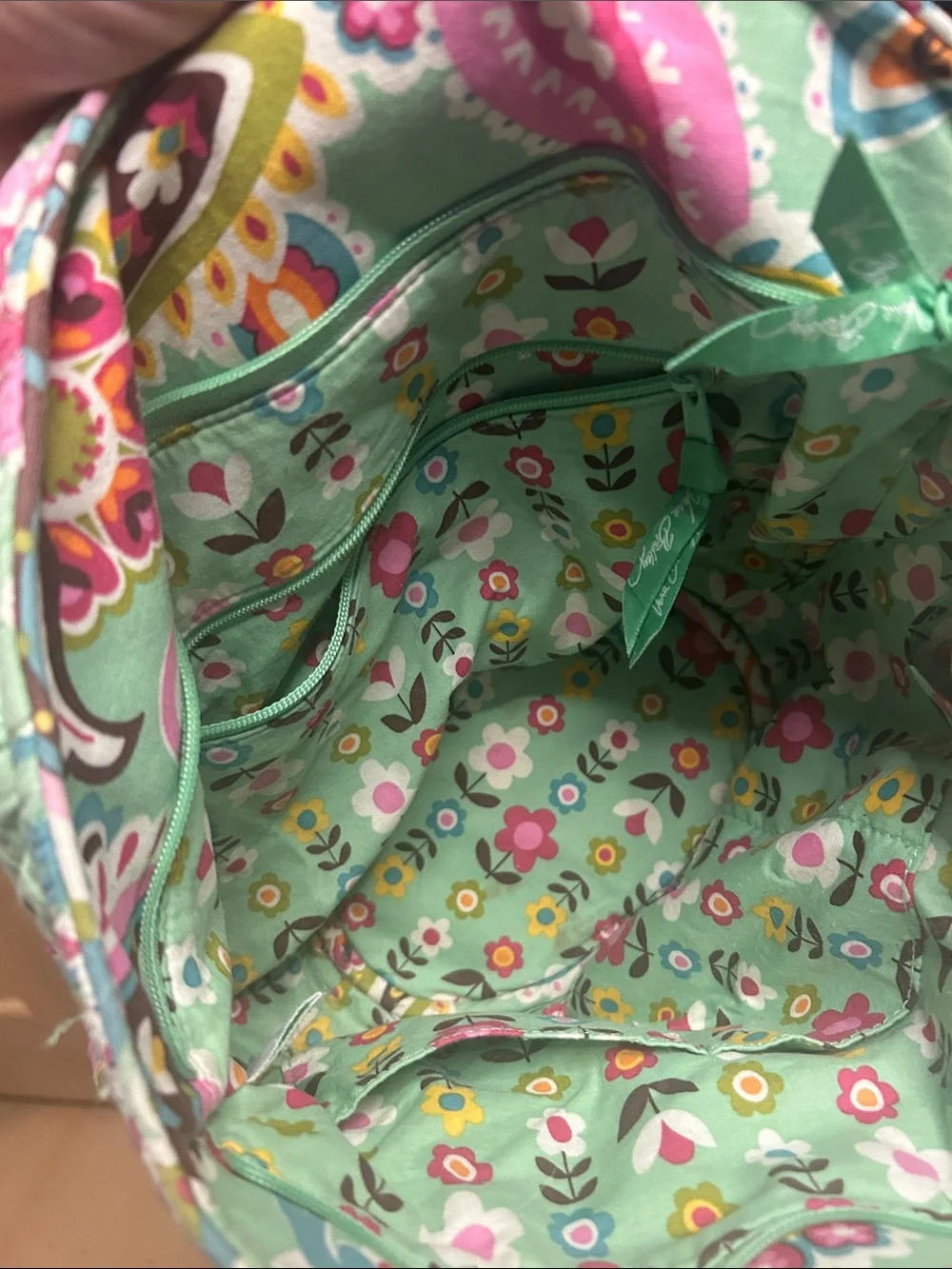 Vera Bradley Tutti Fruti Glenna Paisley Tote Bag in Mint & Pink